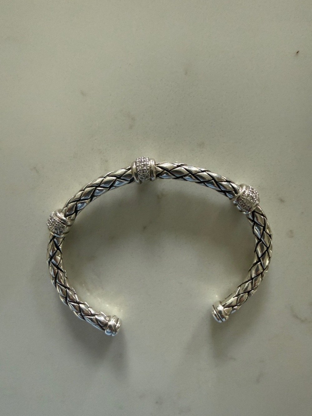 Scott Kay Sterling Braided Cuff with Pavé Accent Beads